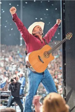  ?? PROVIDED BY 8 TEN, INC. ?? Garth Brooks, performing at a concert in Eugene, Ore., in 2019, relaunched his stadium tour July 10 in Las Vegas after a pandemic delay.