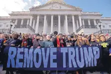  ?? JOSE LUIS MAGANA/ASSOCIATED PRESS ?? The Rev. William Barber and other demonstrat­ors protest on Wednesday outside of the Capitol during the Senate impeachmen­t trial against President Donald Trump.