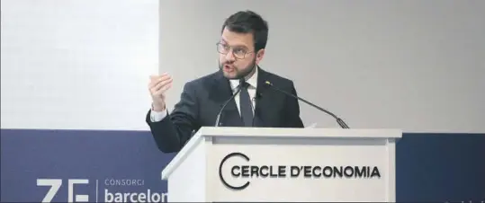  ?? LUIS MORENO ?? El presidente catalán, Pere Aragonès, abrió la XXXVI Reunión anual del Círculo de Economía.