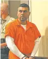  ?? PHAEDRA HAYWOOD/THE NEW MEXICAN ?? Oscar Rene Juarez-Lopez, 45, enters the courtroom Monday prior to pleading guilty to charges accusing him of joining three other men in raping a deaf woman following a night of dancing at a local nightclub in 2021.