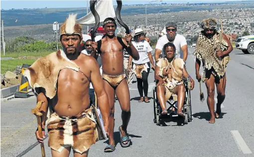  ?? /Michael Pinyana ?? Identity: Khoi activists such as MPL Christian Martin and Khoi-San leaders embarked on a march in 2017 to end the use of the term ‘coloured’. Many Khoisan were classified as ‘coloured’ against their will.