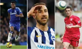  ??  ?? From left to right: Chelsea’s Mikel John Obi; Brighton’s Glenn Murray and Steve Finnan at Liverpool. Composite: Reuters/Getty/PA