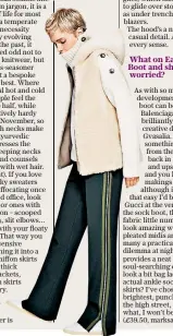  ??  ?? Reversible shearling gilet, £699, trousers £149 (both: meandem. com)