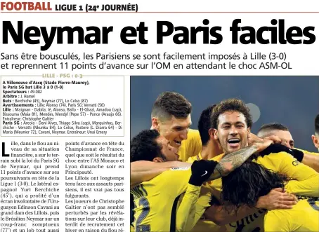  ?? (Photo AFP) ?? Dix-huitème but en Ligue  pour Neymar, heureux.