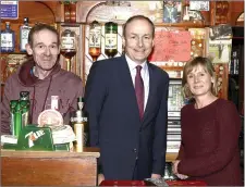  ??  ?? Micheál Martin TD met Michael and Shiela Foley in Foley’s Bar.