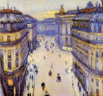  ??  ?? Ville lumiére Parigi nell’Ottocento vista da Gustave Caillebott­e: qui visse a lungo Camillo Ugoni