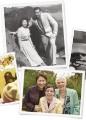  ??  ?? Clockwise from top: Curry’s parents, Hiroe and Bob, in Japan, circa 1950; Curry, 1958; with We’ll Meet Again reunionees Reiko Nagumo and Mary Peters; and reporting on location for NBC in Darfur, 2007