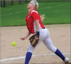  ?? File photo ?? Taylor Newcomb and the No. 2 Mount St. Charles softball team suffered their first defeat ot the playoffs, 4-0, to Barrington Friday at Rhode Island College.