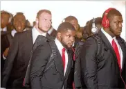  ?? DAVID JABLONSKI / STAFF ?? Ohio State sophomore running back Mike Weber (center) and his teammates will open their home schedule with a matchup against No. 5 Oklahoma.