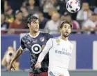  ?? NAM Y. HUH/ASSOCIATED PRESS ?? Orlando City’s Kaká (left), playing for the MLS All-Stars, battles Real Madrid's Isco for the ball.