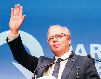  ?? JOHN MAHONEY ?? Parti Québécois Leader Jean-François Lisée addresses party supporters in Montreal following the election results.