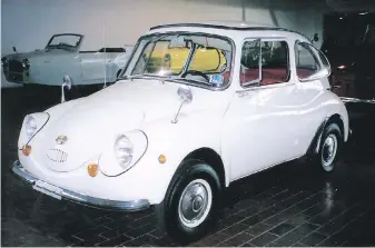  ??  ?? Fuji began building cars in 1958, starting with the Subaru 360, a tiny four-passenger vehicle with two rear-hinged, “suicide doors” and no luggage space.