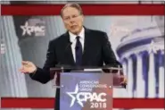  ??  ?? National Rifle Associatio­n Executive Vice President and CEO Wayne LaPierre speaks at the Conservati­ve Political Action Conference (CPAC), at National Harbor, Md., Thursday, Feb. 22, 2018. (AP Photo/Jacquelyn Martin)
