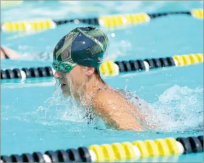  ?? DIGITAL FIRST MEDIA FILE ?? Knowlton’s 18-under swimmer Madison Dickert set a pool record in the Delco A Division championsh­ips Saturday at Springfiel­d. in winning the girls’ 50-meter breaststro­ke