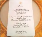  ??  ?? The menu from a White House iftar hosted by President Barack Obama in 2012.