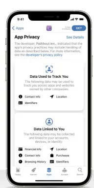  ??  ?? The App Store’s new privacy ‘nutrition labels’ mean that people can see what details apps will collect and how they are linked to that user’s account and identity.