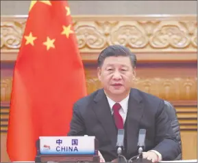  ??  ?? Chinese President Xi Jinping attends Session II of the 15th G20 Leaders’ Summit via video link in Beijing, capital of China, Nov. 22, 2020.