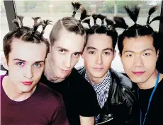  ??  ?? Ruairdh Penrice, Michael Kent Benoit, Anthony Hernandez and Sungbae Ha participat­ed in Vancouver Fashion Week.