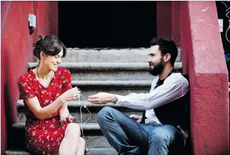  ?? EOne Films Canada ?? Greta (Keira Knightley, left) and Dave (Adam Levine) are a couple on the rise in the music industry in Begin Again, a summer romance flick that comes off more like a sopa opera.