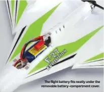  ??  ?? The flight battery fits neatly under the removable battery-compartmen­t cover.