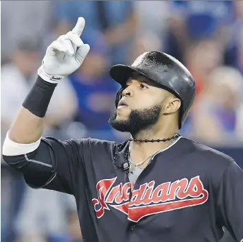  ?? FRANK GUNN/THE CANADIAN PRESS FILES ?? Before signing with Philadelph­ia on Friday, first baseman Carlos Santana was a key part of a nucleus in Cleveland that took a trip to the World Series in 2016.