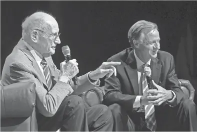  ??  ?? Bill Haslam interviews his father, Jimmy Haslam II, at the 36|86 entreprene­urship festival Wednesday Aug. 29, in Nashville, Tenn. LARRY MCCORMACK / THE TENNESSEAN