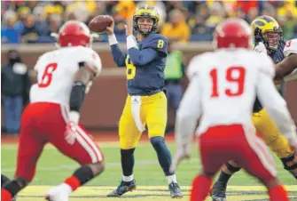  ??  ?? John O’Korn struggled in place of the injured Wilton Speight, going 7- for- 16 for 59 yards. | GETTY IMAGES