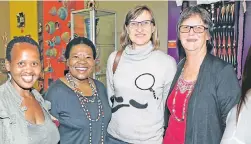  ?? Picture: BRIAN WITBOOI ?? ART ENTHUSIAST­S: Guests, from left, Bongiwe Robin, Amanda Heshu, Heidi Weisswange and Angie Franke attended the ECDC and MBDA craft exhibition at the NMM Art Museum in Park Drive