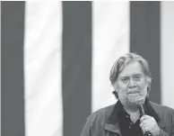  ?? LUKE SHARRETT / BLOOMBERG ?? Steve Bannon at a campaign rally for Republican Senate candidate Roy Moore in Alabama on Monday.