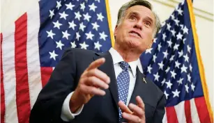  ?? (Aaron P. Bernstein/Reuters) ?? US SENATOR and former Republican presidenti­al candidate Mitt Romney says on Friday it was ‘wrong and appalling’ for President Donald Trump to push other nations to investigat­e former vice president Joe Biden.
