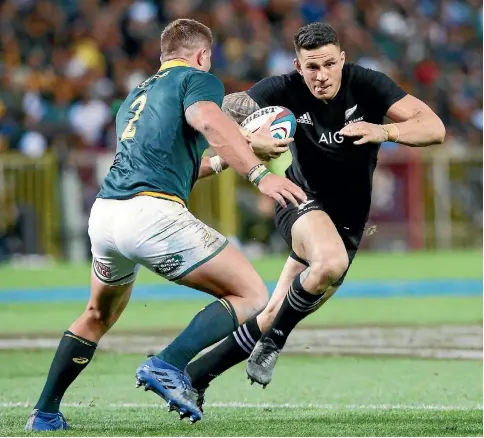  ?? PHOTO: REUTERS ?? South Africa’s Malcolm Marx lines up Sonny Bill Williams during the test in Cape Town at the weekend.
