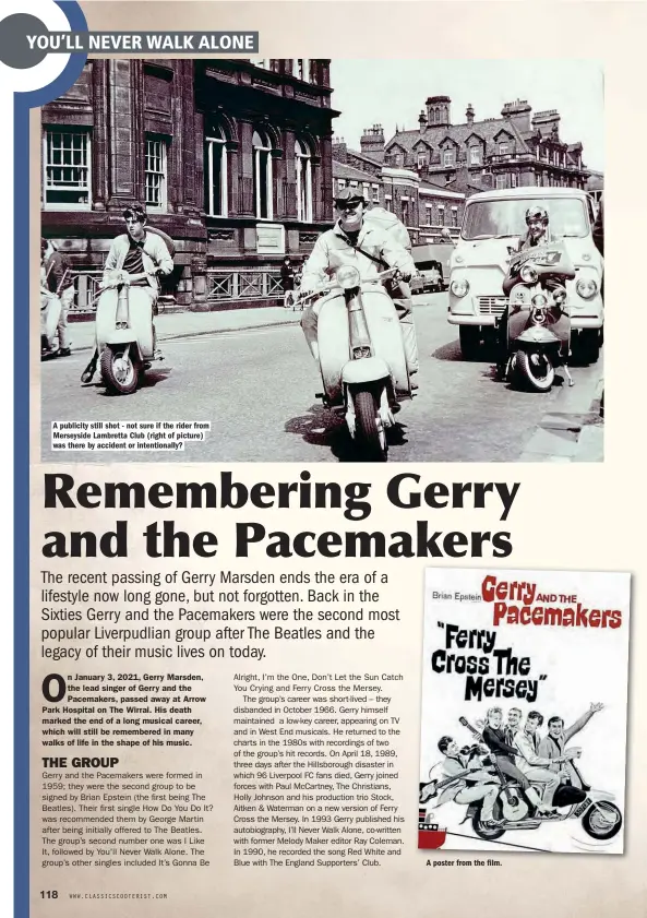  ??  ?? A poster from the film. A publicity still shot - not sure if the rider from Merseyside Lambretta Club (right of picture) was there by accident or intentiona­lly?