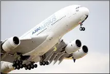  ??  ?? In this file photo, an Airbus A380 takes off for its demonstrat­ion flight at the
Paris Air Show in Le Bourget airport, north of Paris. (AP)