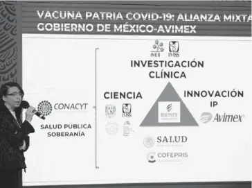  ?? FOTO: REFORMA ?? > La directora de Conacyt, María Elena Álvarez-Buylla, en conferenci­a.