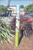  ?? MARY BULLWINKEL — FOR THE TIMES-STANDARD ?? An art pole depicting a historic Fortuna grammar school in the early 1900s has been installed in Fortuna’s Strongs Creek Plaza.