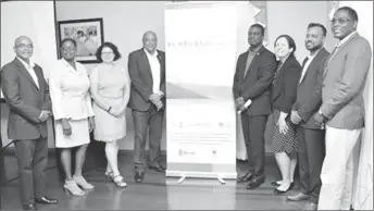  ??  ?? Minister of Natural Resources, Raphael Trotman (fourth from left) and Officials of Conservati­on Internatio­nal Guyana