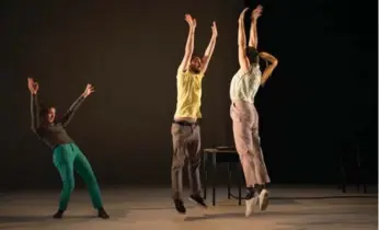  ?? SUMMERWORK­S ?? Dancers Luke Garwood, Molly Johnson and Tina Fushell started Waving Is Funny as a joke, but it grew into an exploratio­n of how a wave translates complex emotions and forms the world.