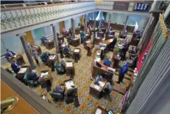  ?? AP PHOTO/ MARK HUMPHREY ?? The Tennessee Senate conducts business on the first day of the legislativ­e session Tuesday in Nashville.