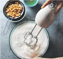  ?? Alamy ?? Aquafaba requires a great deal of whisking, but three tablespoon­s of this water leftover from chickpeas is enough to replace egg whites