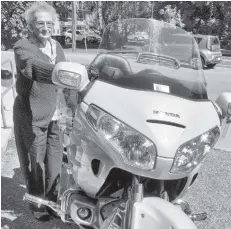  ?? [SUBMITTED] ?? A Chartwell Elmira resident enjoyed a motorcycle ride after general manager Joan Norris heard she had been on her son’s motorcycle when she was younger and loved it.