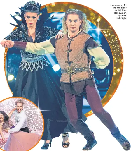  ??  ?? Lauren and AJ hit the floor in Strictly’s Halloween special last night