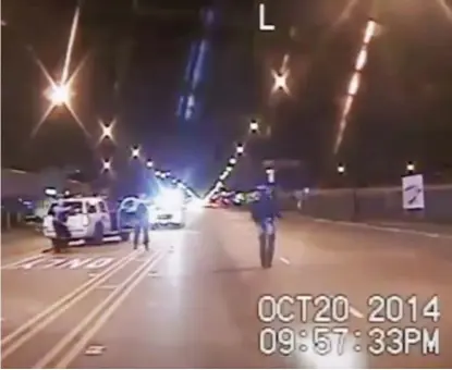 ?? CPD VIDEO ?? Chicago Police Officer Jason Van Dyke is facing murder charges after he shot Laquan McDonald 16 times in 2014.