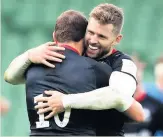  ??  ?? EURO STARS Alex Goode and Elliot Daly celebrate Sarries’ quarter-final win at Leinster