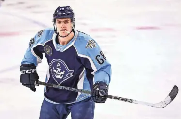  ?? DAVE KALLMANN / MILWAUKEE JOURNAL SENTINEL ?? Milwaukee Admirals rookie left wing Zach L'Heureux was a first-round pick of the Nashville Predators, who traded up to get him in the 2021 NHL draft.