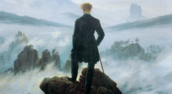  ??  ?? Romanticis­mo «Il Viandante sul mare di nebbia» di David Friedrich: realizzato nel 1818 è conservato ad Amburgo