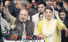  ?? AP FILE ?? Nawaz Sharif (left) and daughter Maryam Nawaz in Lahore.