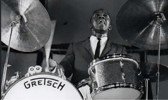  ?? Chuck Stewart Archives/Fireball Entertainm­ent ?? Drummer Art Blakey in the 1950s. He recorded the album in March 1959 with Hank Mobley, Lee Morgan, Bobby Timmons and Jymie Merritt.