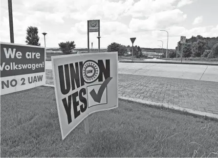  ?? NICK CAREY/REUTERS FILE ?? The United Auto Workers union has a history of trying to organize and failing in the South, particular­ly at the Volkswagen plant in Chattanoog­a, Tenn.