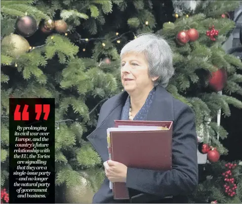  ?? PICTURE: GETTY IMAGES. ?? REBELLION: Theresa May leaves 10 Downing Street to face the House of Commons after a vote of no confidence in her leadership was triggered.