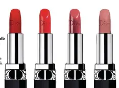  ??  ?? 4 Warna Ikonik Rouge Dior
999 Velvet 080 Red Smile 100 Nude Look 525 Cherie